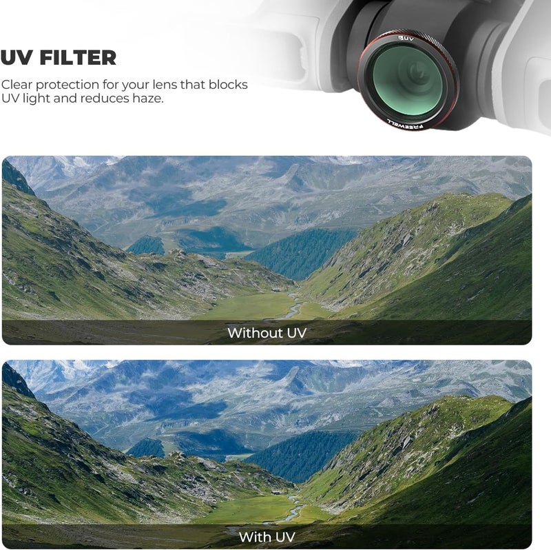 FreeWell فلترات مغناطيسية 3 عبوات لـ DJI Neo 2 – تشمل فلتر CPL (مستقطب) لتقليل الوهج، وفلتر UV لحماية العدسة، وفلتر Black Glow Mist 1/4 للتأثيرات السينمائية. - Image 5